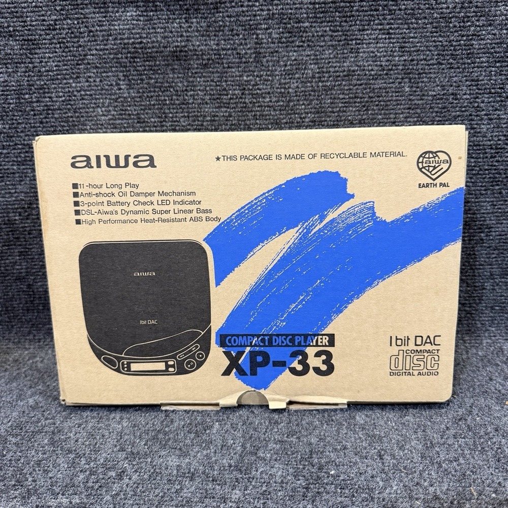 Aiwa XP-33 Vintage Portable CD Player Bundle w/ Cassette & DC Adapter Tested